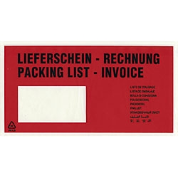 250 x Dokumententasche DinLang Rot mit Druck Begleitpapiertasche