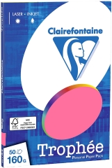 Eosin/Fuchsia, Papier, A4, 160 g/qm, 50 Blatt (PPP, Personal Paper Pack), holzfrei, Trophée, fuer Copy+InkJet+Laser+Offset, Basteln, Drucken, Kopieren, Kreativ, FSC-Zertifikat, 1017C, 3329680101706